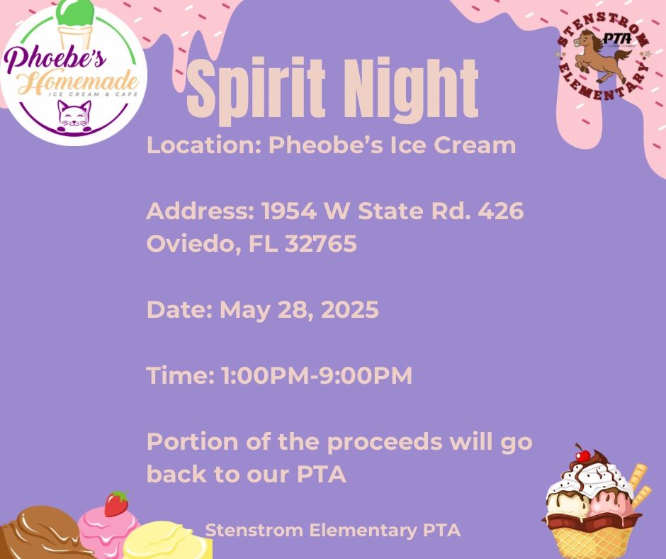 Pheobe\u2019s Ice Cream PTA End of Year Spirit Bash! 