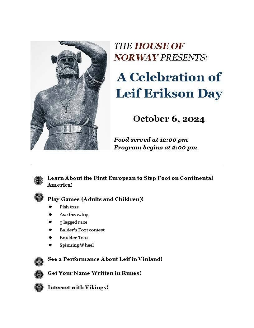 House of Norway Lawn Program celebrating Leif Erikson!