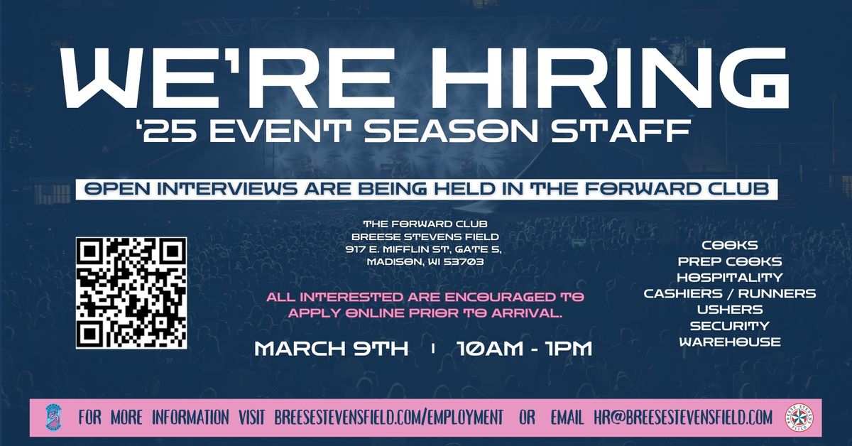 Open Interview Hiring Day at Historic Breese Stevens Field