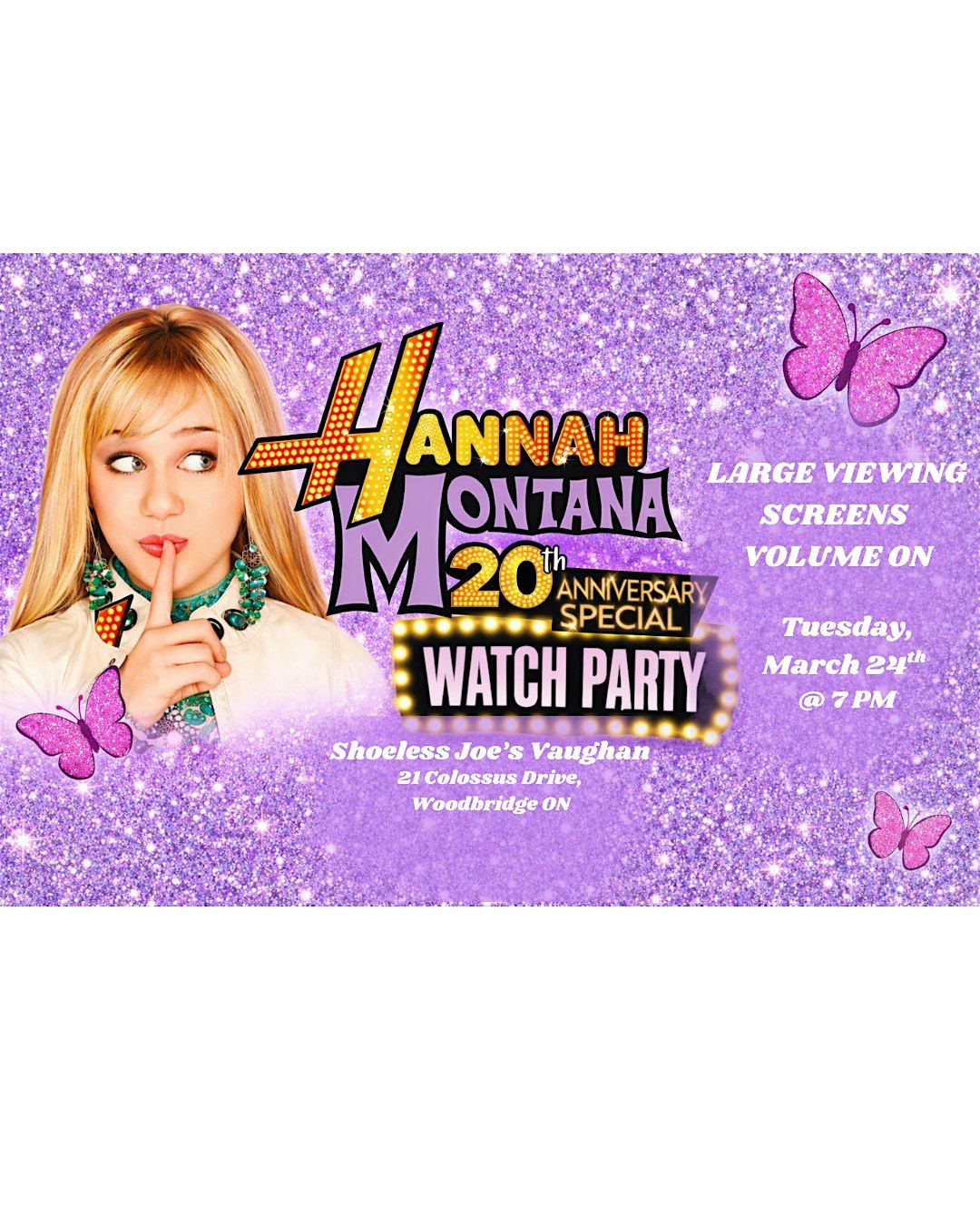 Hannah Montana 20th Reunion - Watch Party Vaughan, Shoeless Joe's ...