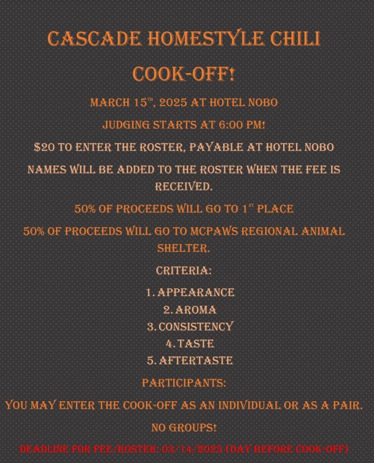 Chili Cook-Off Fundraiser for McPaw's Animal Shelter