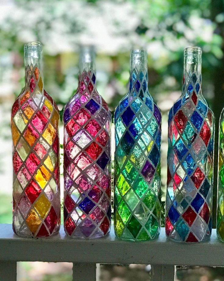 Light-able Stain glass wine bottle 