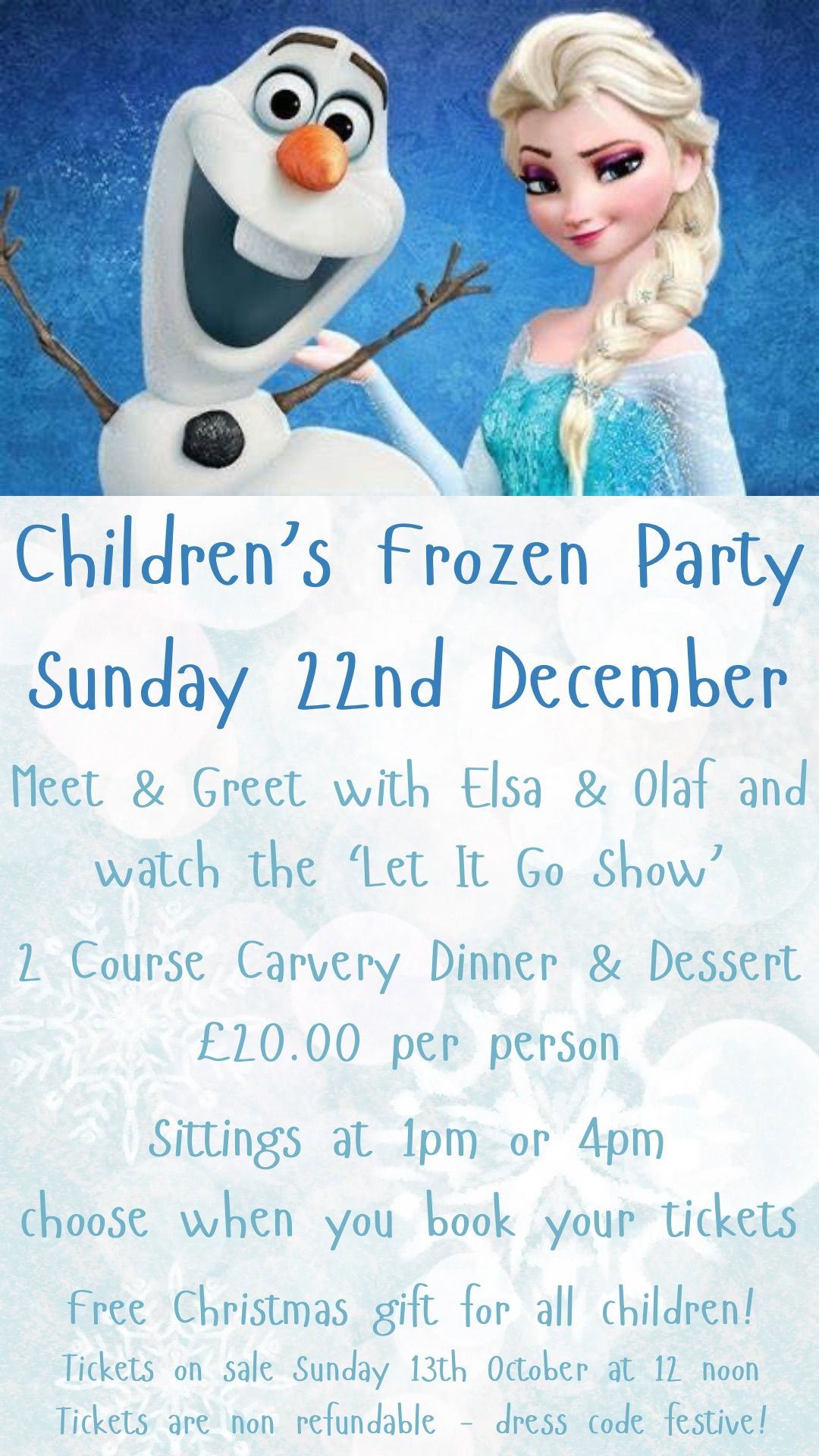 Children\u2019s Frozen \u2018Let It Go Christmas Show\u2019