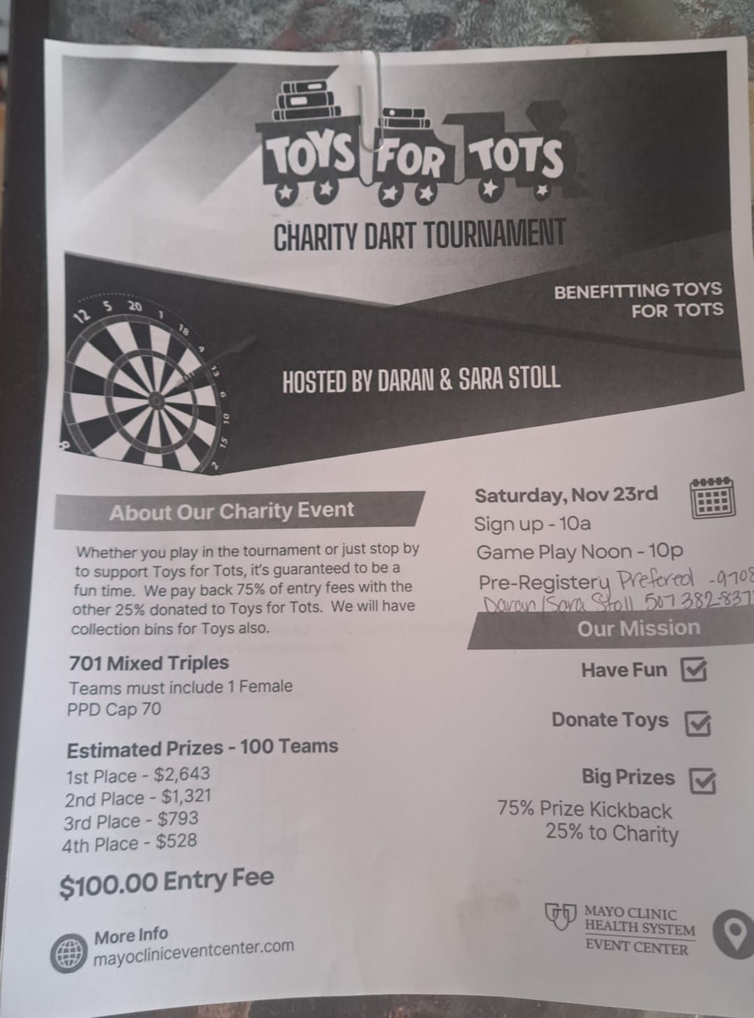 Toys for Tots Dart Tournament 