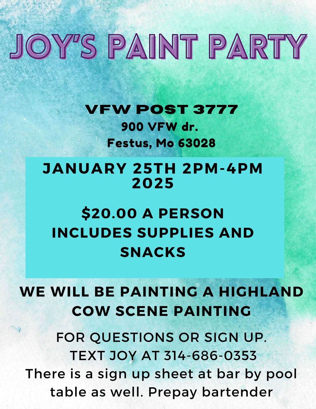 Joy's Paint Party at Vfw Post 3777 