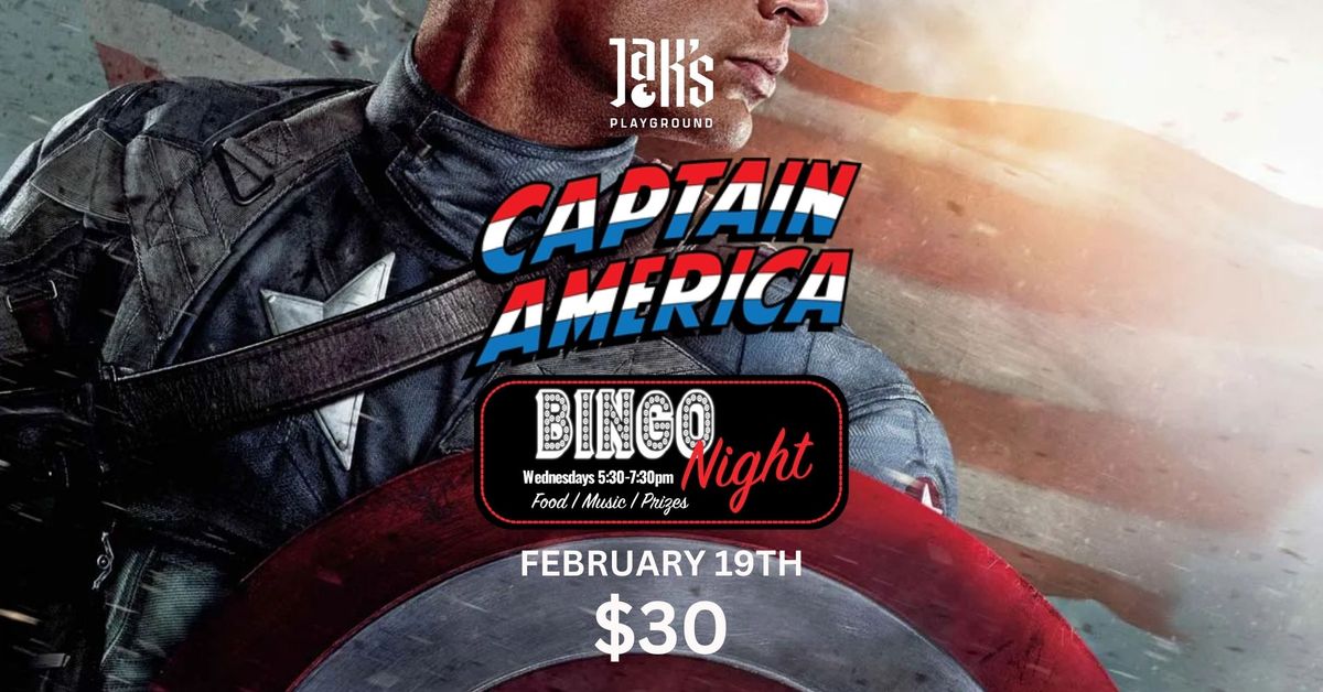 Captain America Bingo Night & Dinner - February 19th