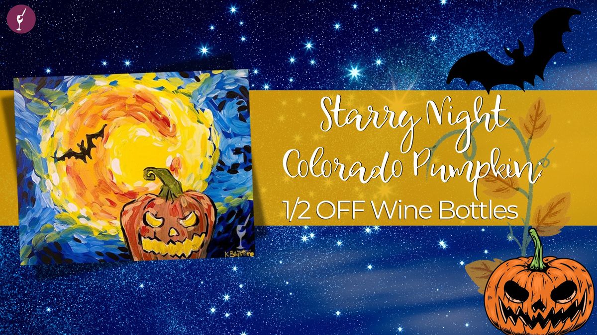 Starry Night Colorado Pumpkin:1\/2 OFF Wine Bottles