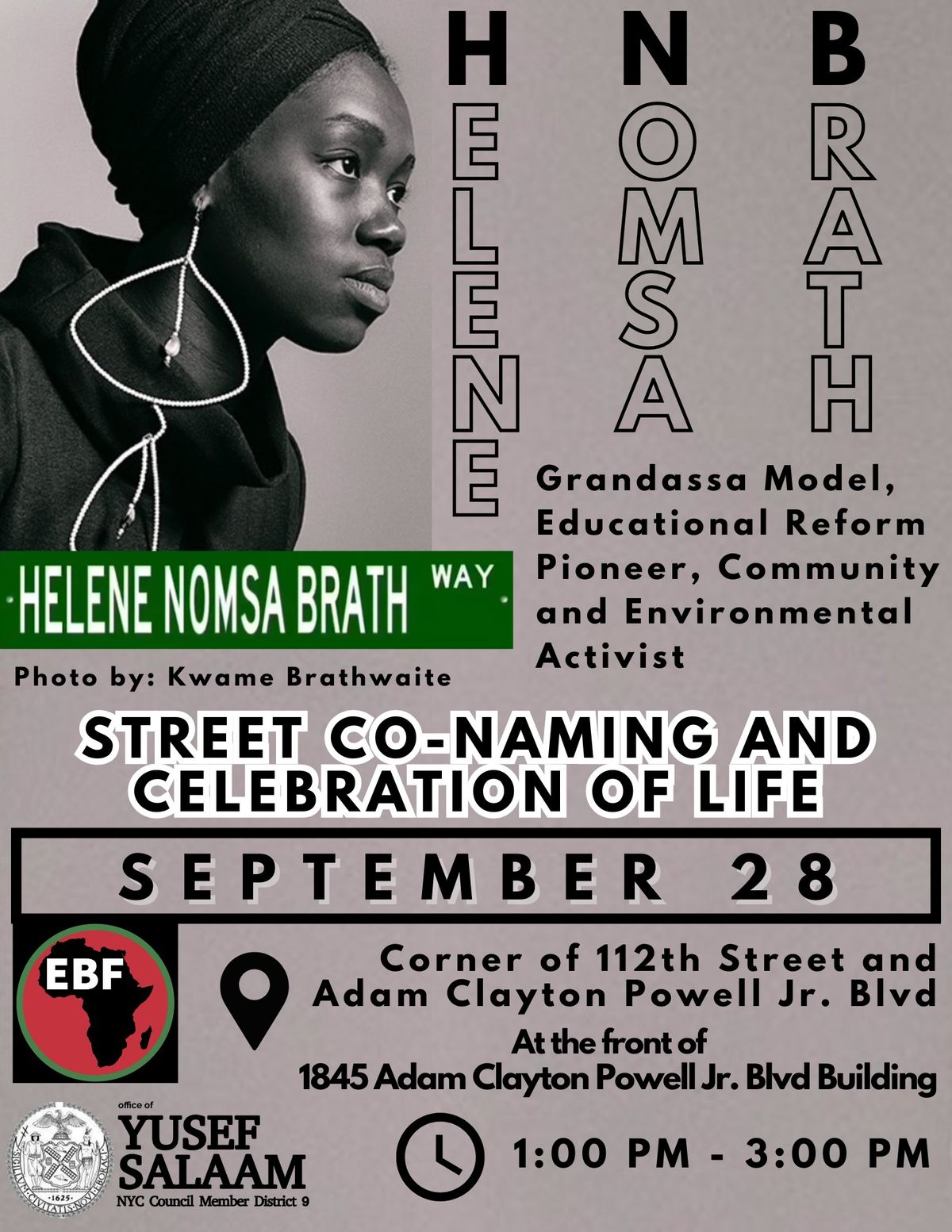 A street co-naming to Honor Helene Nomsa Brath 