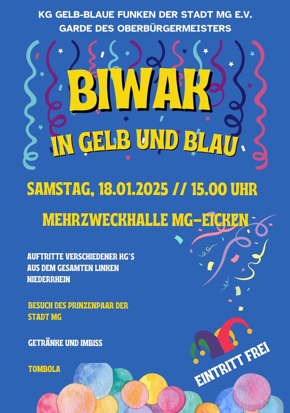 Biwak in Gelb und Blau