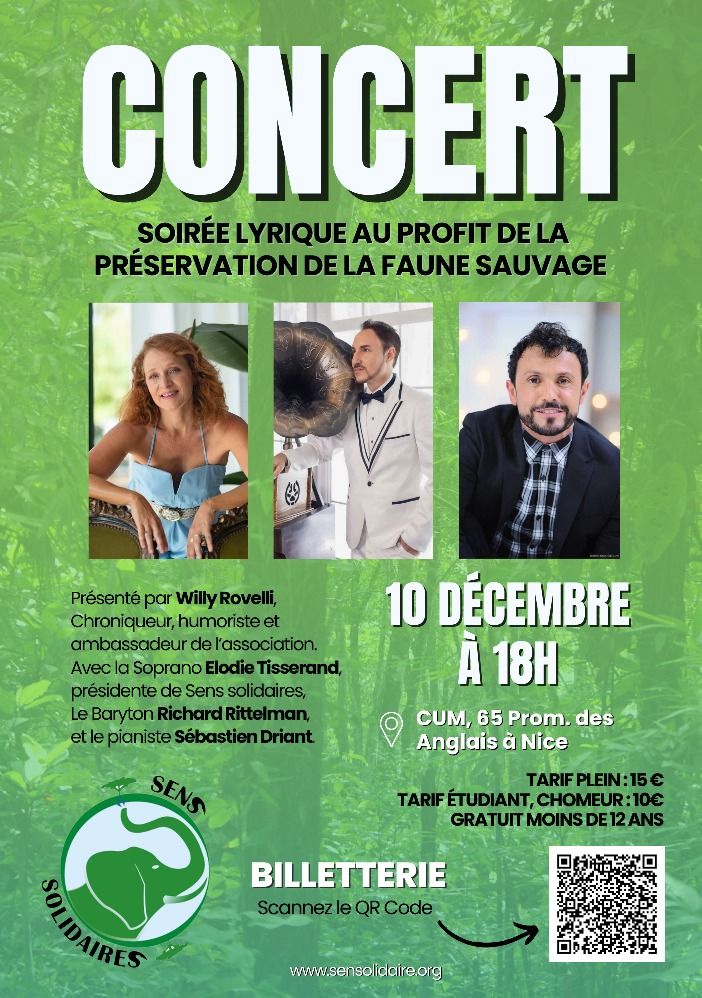 l'association "SENS SOLIDAIRES" pr\u00e9sente un concert en faveur de la faune sauvage avec 