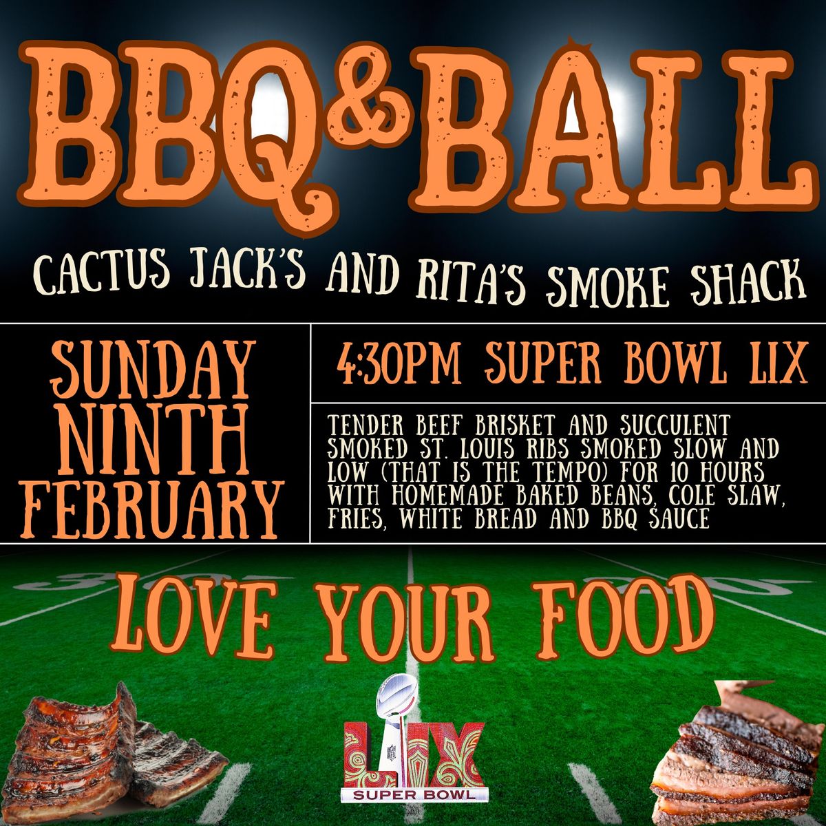 Super Bowl BBQ and BALL with Rita's Smoke Shack