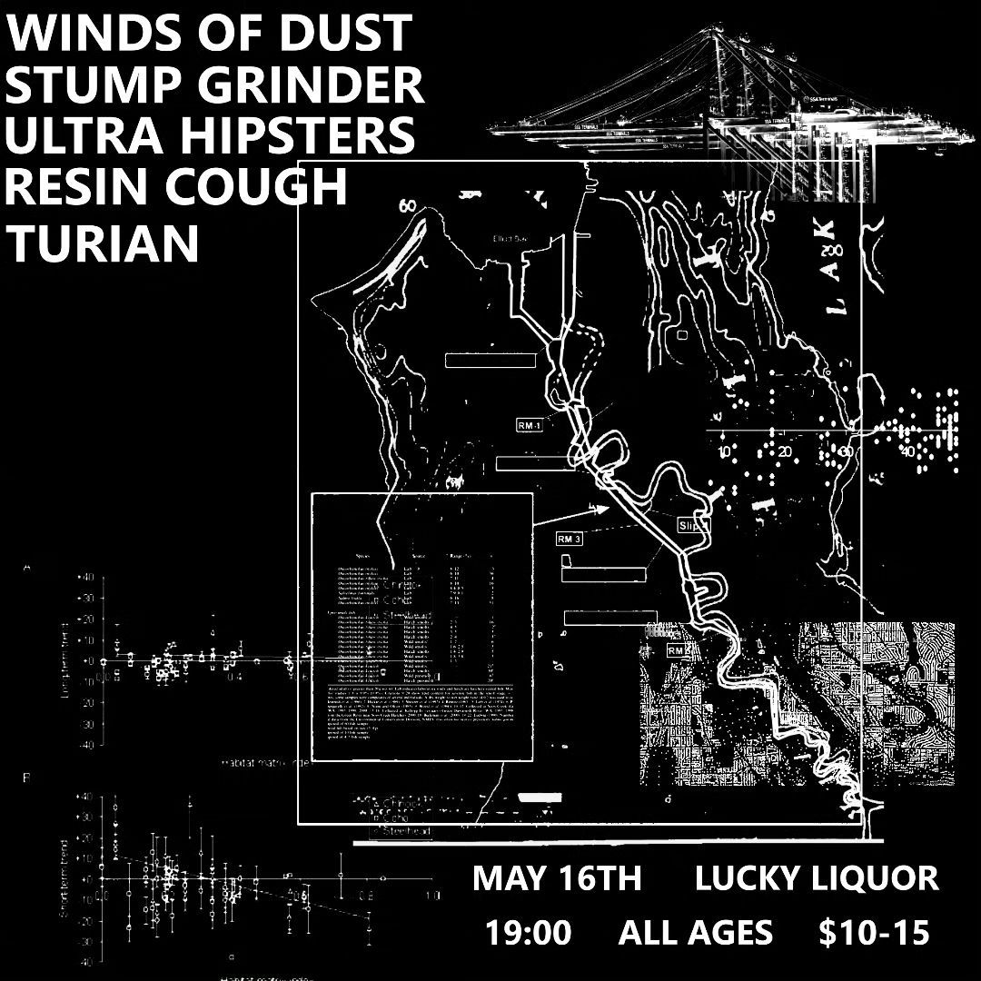 Winds of Dust, Stump Grinder, Ultra Hipsters, Resin Cough, Turian @ Lucky Liquor ALL AGES! 