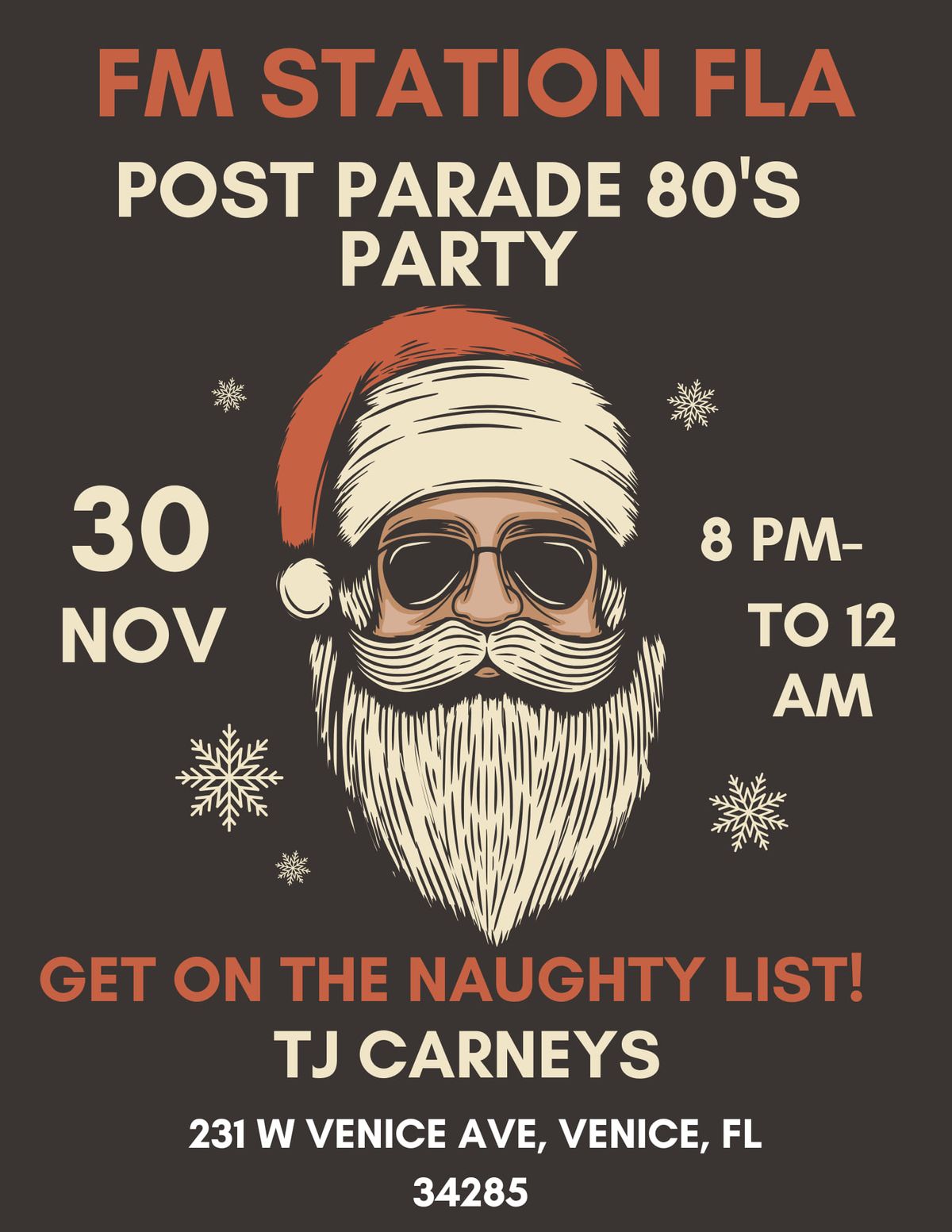 TJ Carneys Post Venice Xmas Parade 80s Party with FM Station FLA 