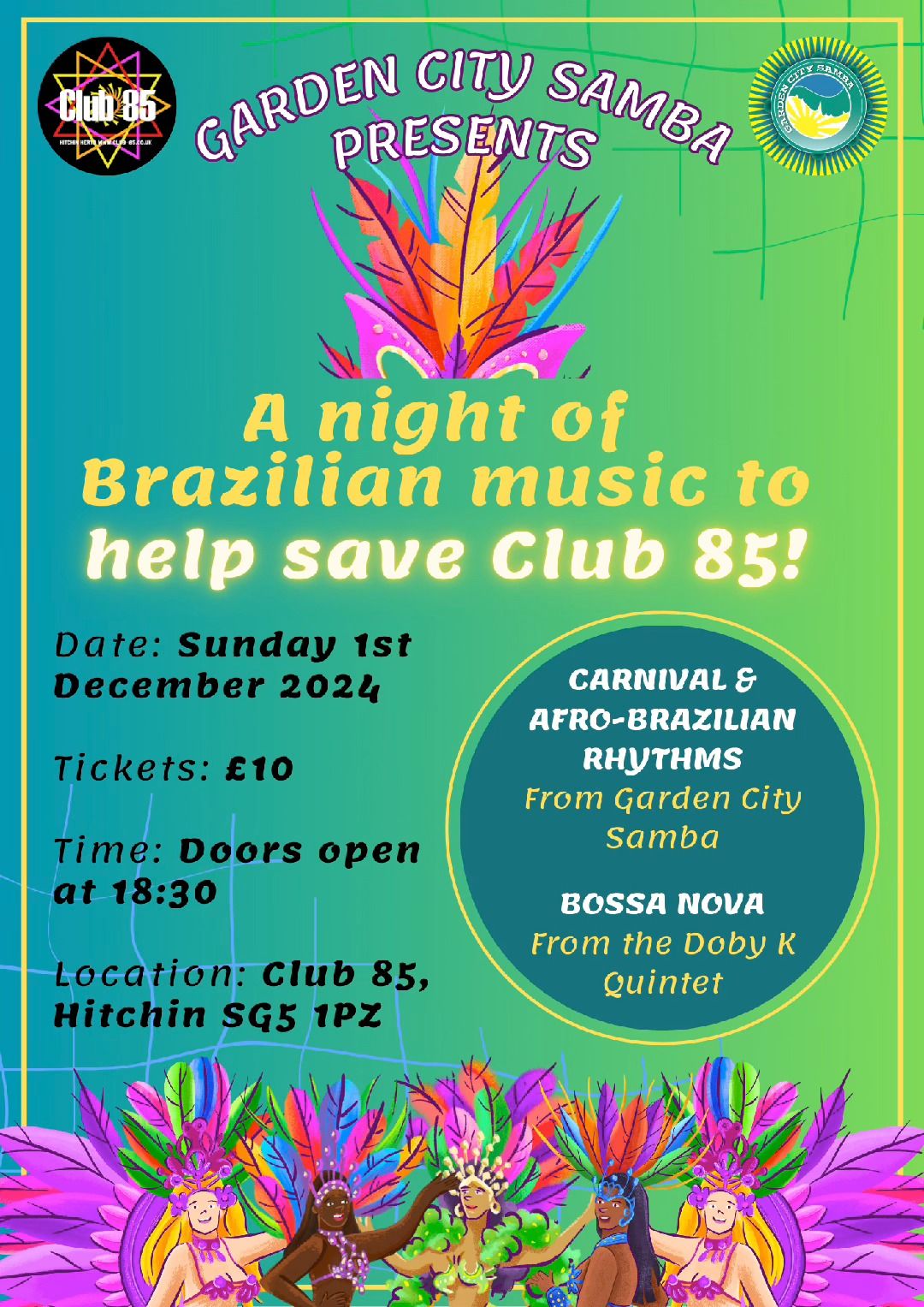 Garden City Samba + Doby K Quintet (Club85 Fundraiser)