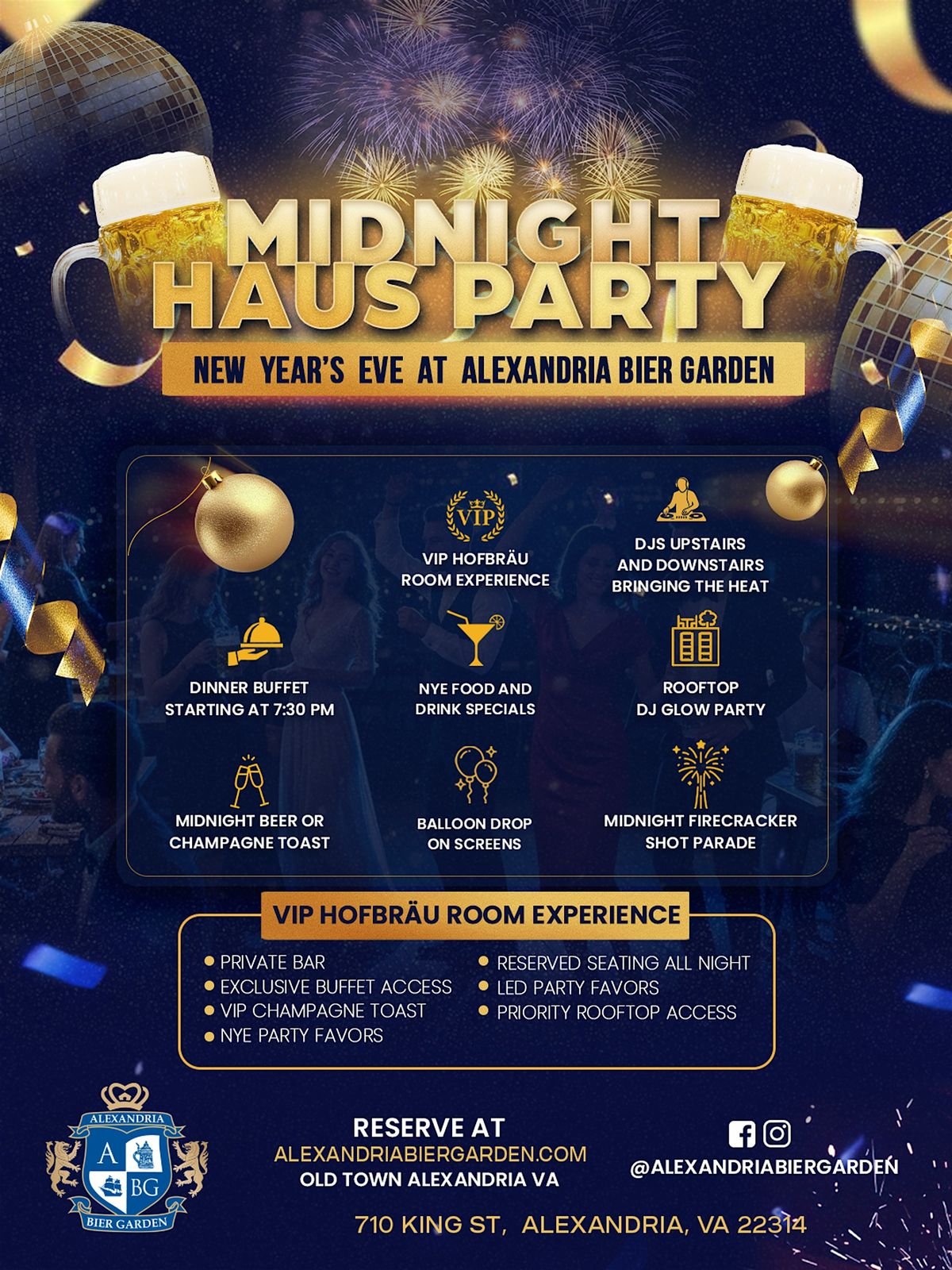 Midnight NYE HAUS PARTY!  @ Alexandria Bier Garden