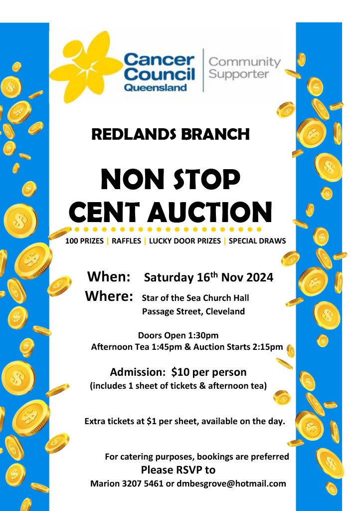 Non Stop Cent Auction - Cancer Council Qld Redlands Volunteer Branch