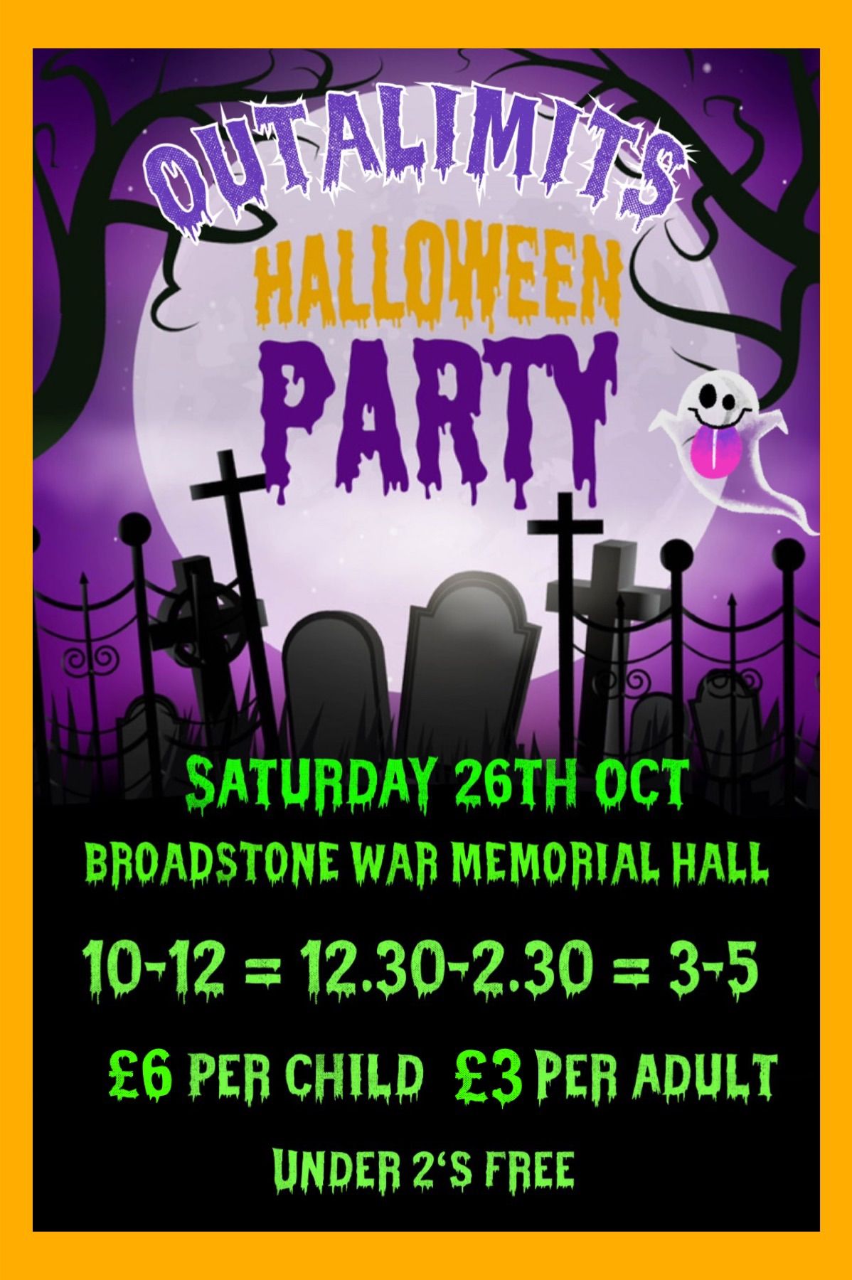 OUTALIMITS FAMILY HALLOWEEN PARTY @ BROADSTONE WAR MEMORIAL HALL 