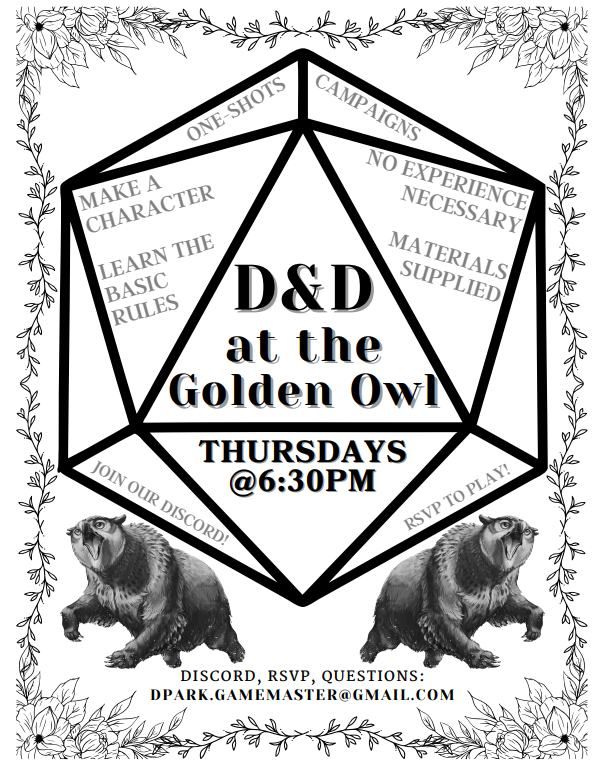 D&D at the Golden Owl - Hosted by Daz - Adventure Thursdays