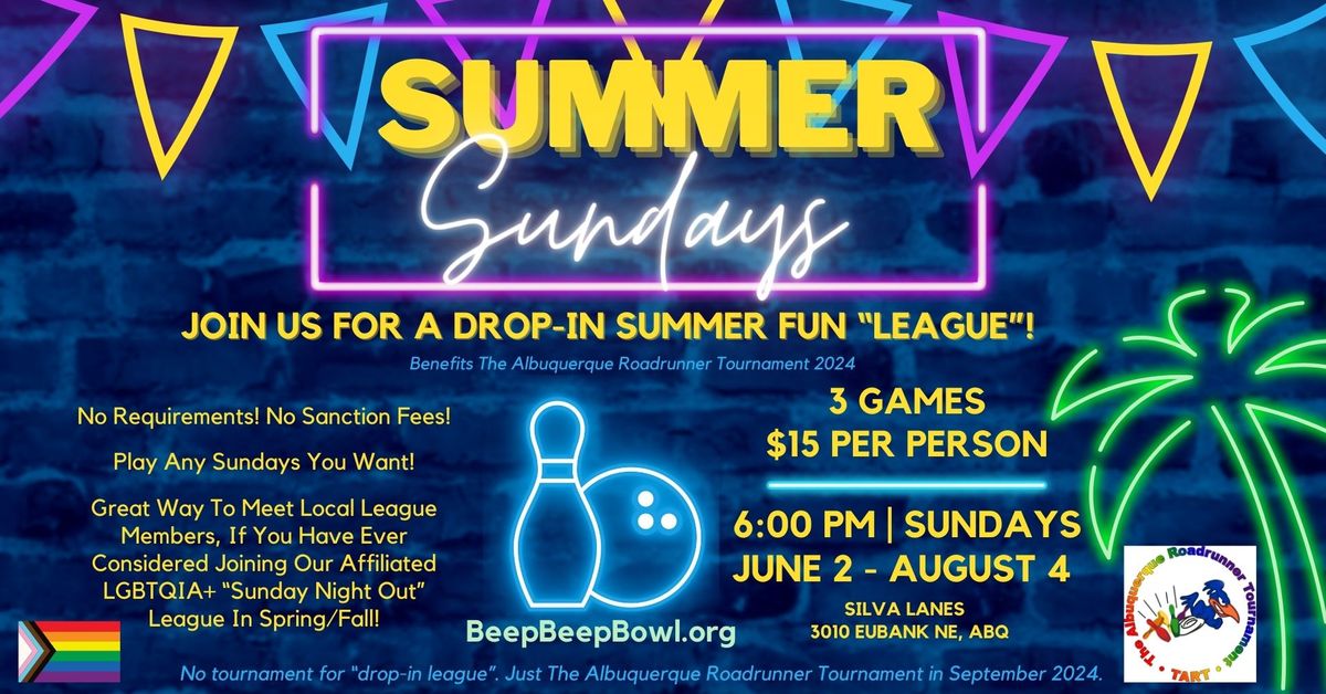 LAST NIGHT! *Summer Sundays!*$15 Drop-In Play-When-You-Want League! Fundraiser Bowling for TART 2024