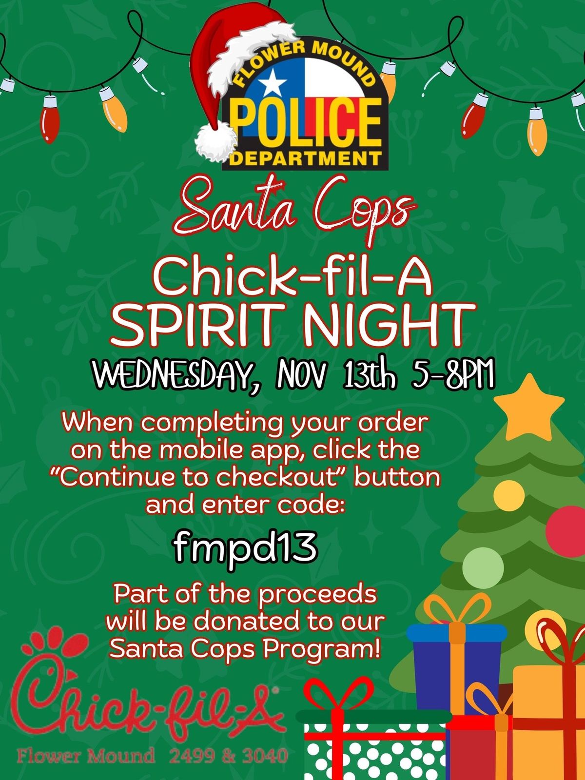 Santa Cops Chick-fil-a "Spirit Night" Fundraiser