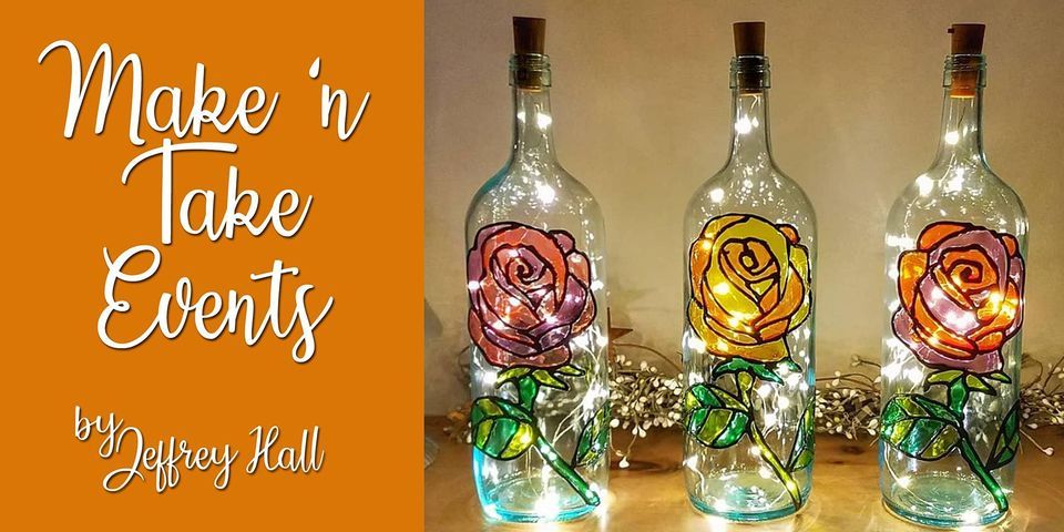 Stained Glass Wine Bottle - Beauty & The Beast Rose