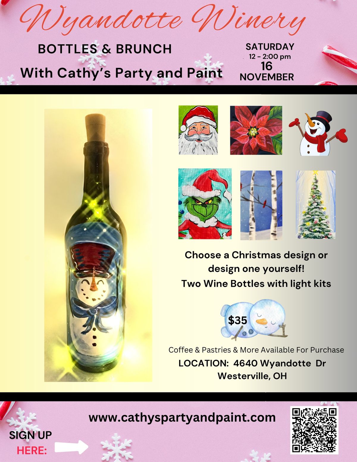 \ud83c\udfa8\ud83c\udf77 Bottles & Brunch Holiday Painting Party! \ud83c\udf77\ud83c\udfa8