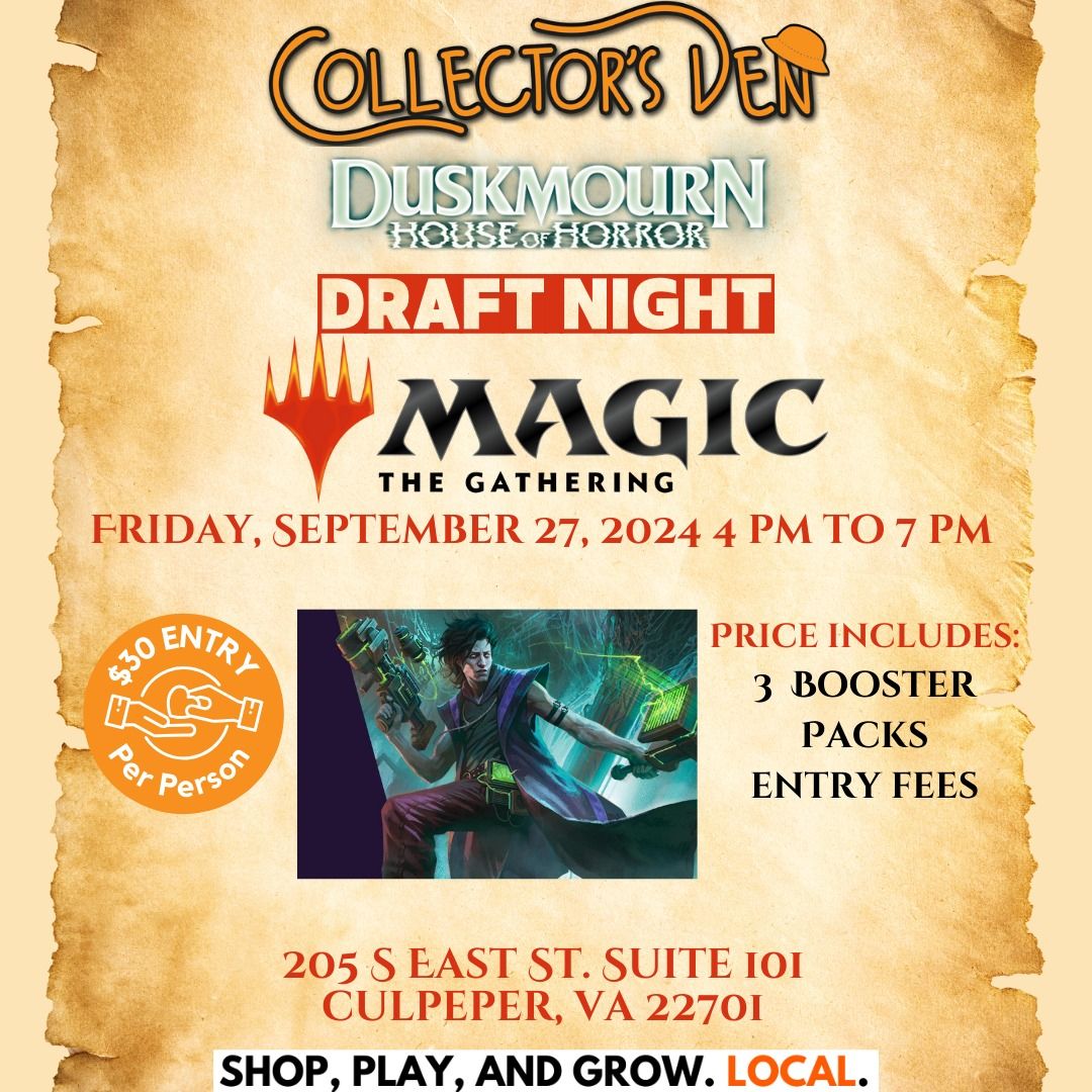 Friday Magic The Gathering Draft Night @Collector's Den: Duskmourn House of Horror