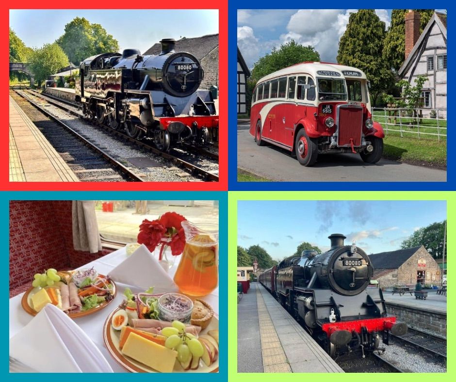 Vintage Bus Excursion - Steam train journey with Ploughman\u2019s lunch 