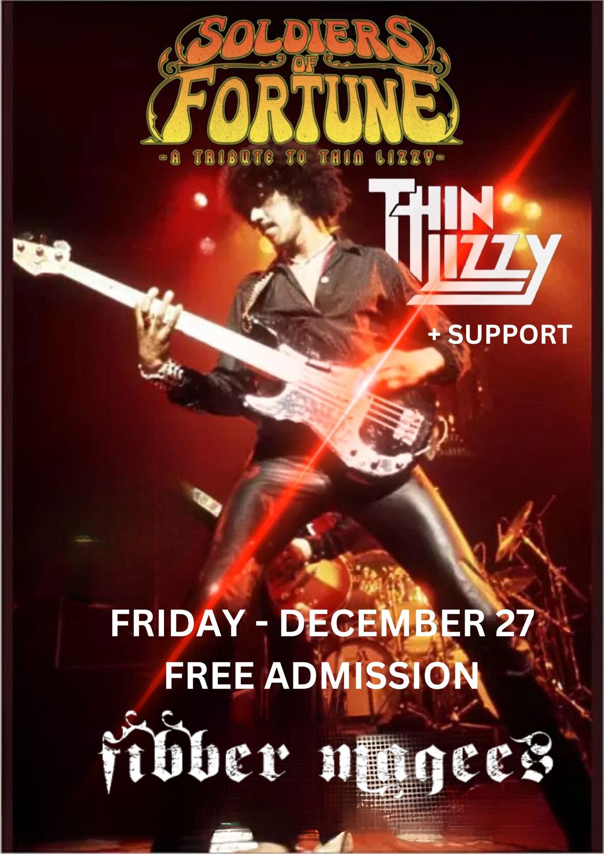 Soldiers Of Fortune - A Tribute to THIN LIZZY + Support , Free Admission 