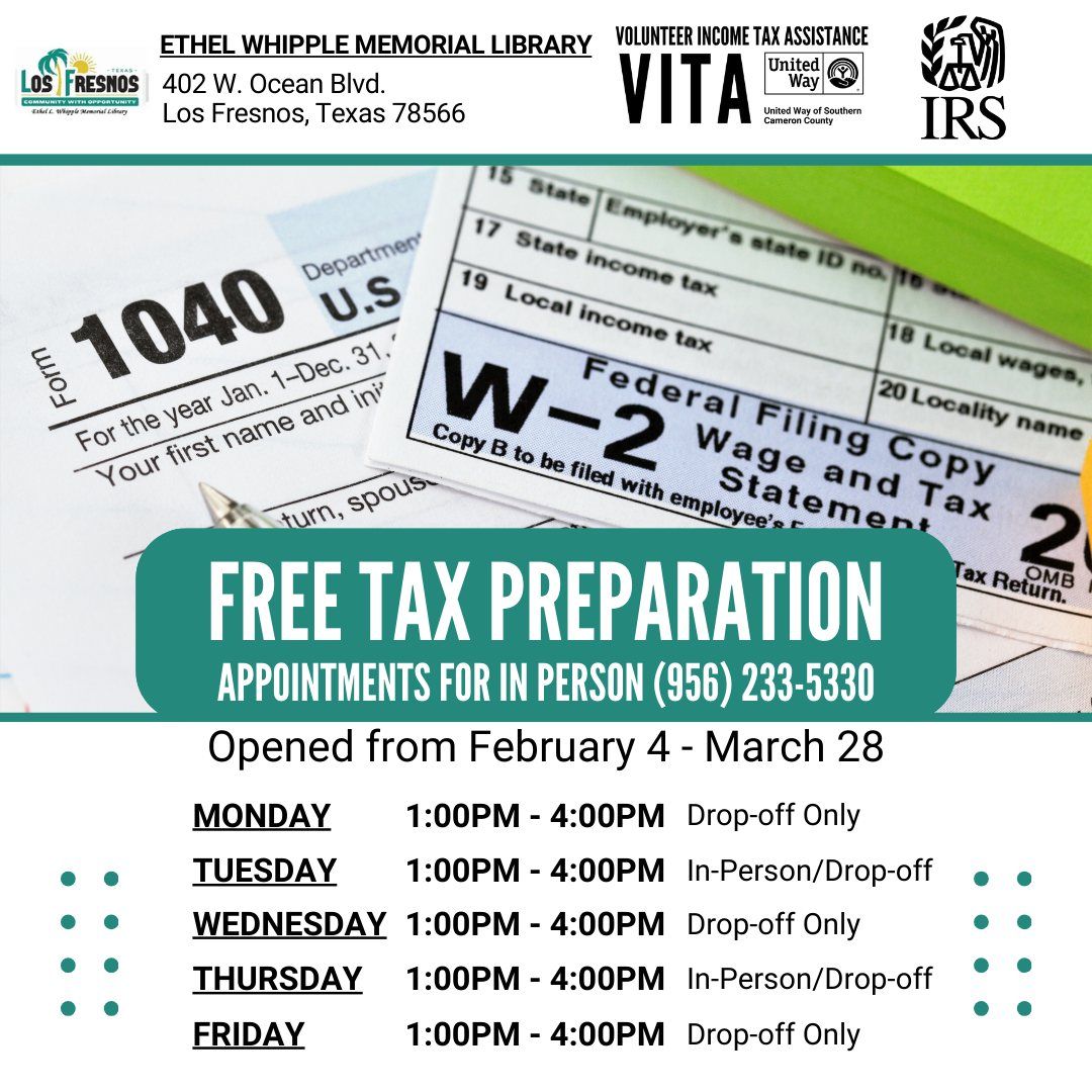 VITA Tax Preparation @ Ethel Whipple Library