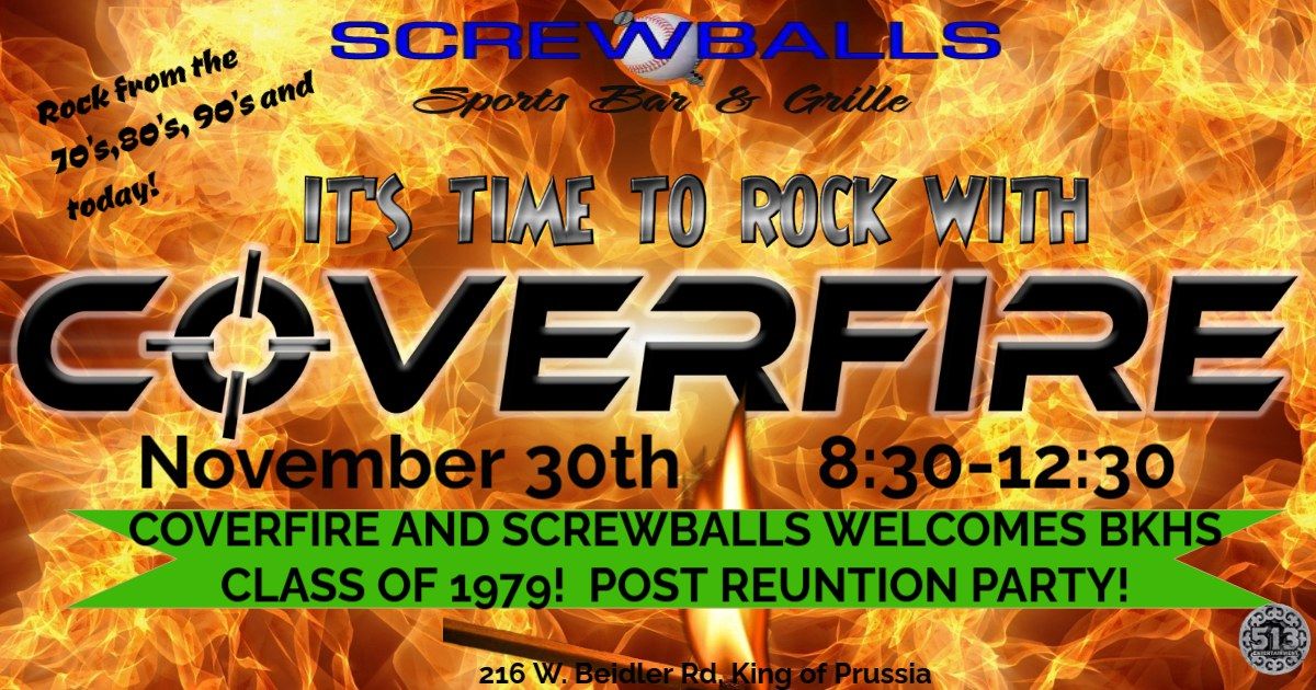 Let's get ready to rock at Screwballs with Coverfire! BKHS class of 79 reunion after party!