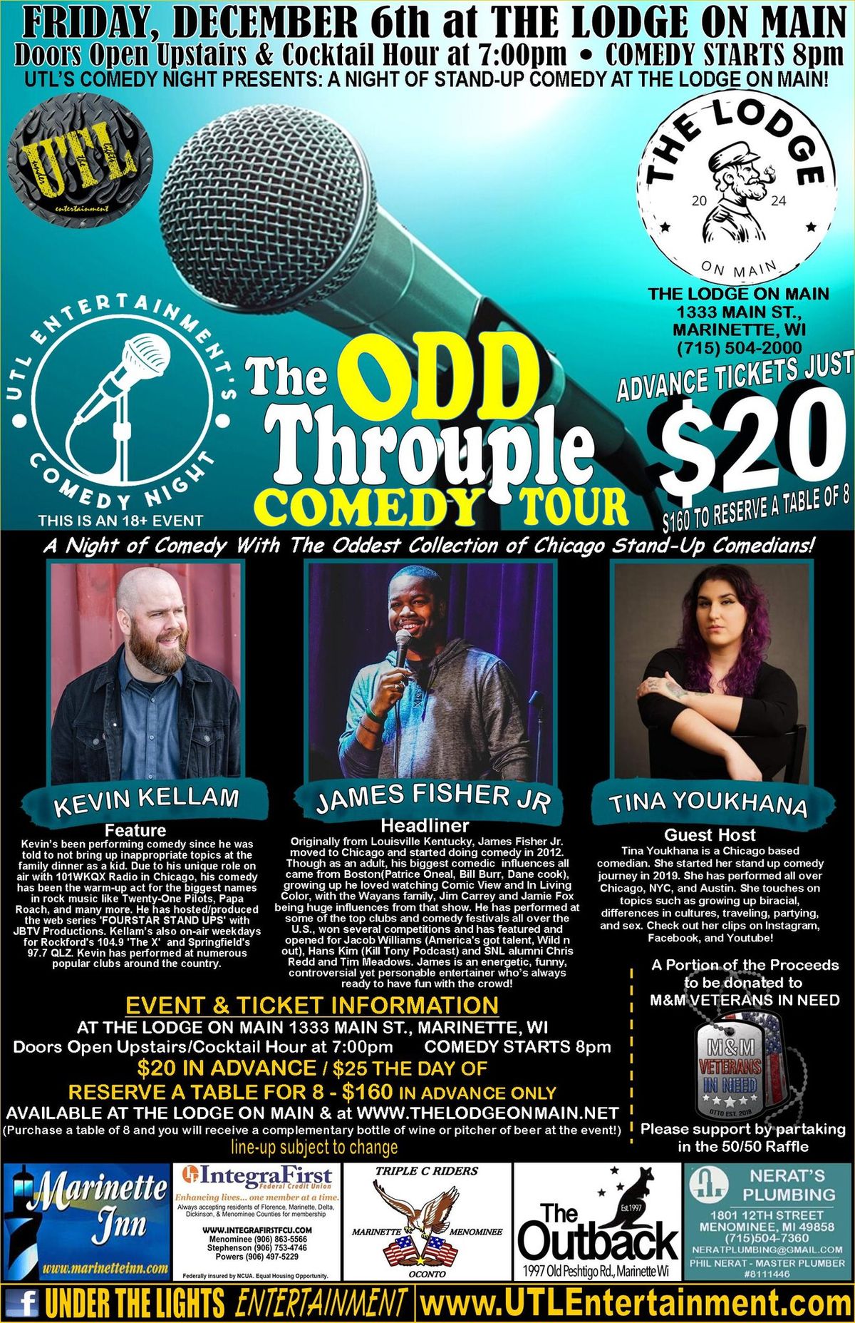 UTL's Comedy Night presents: The Odd Throuple Comedy Tour at The Lodge on Main! Doors open at 7pm.