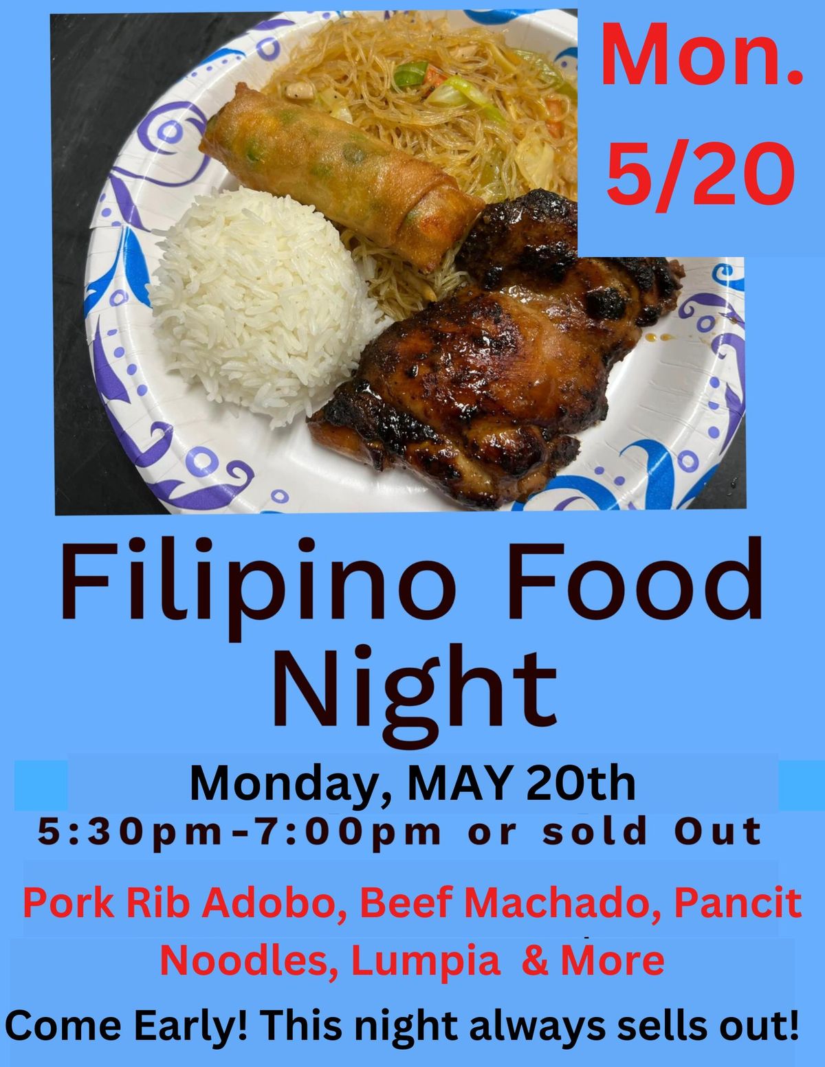 Filipino Food Night Monday, May 20th 