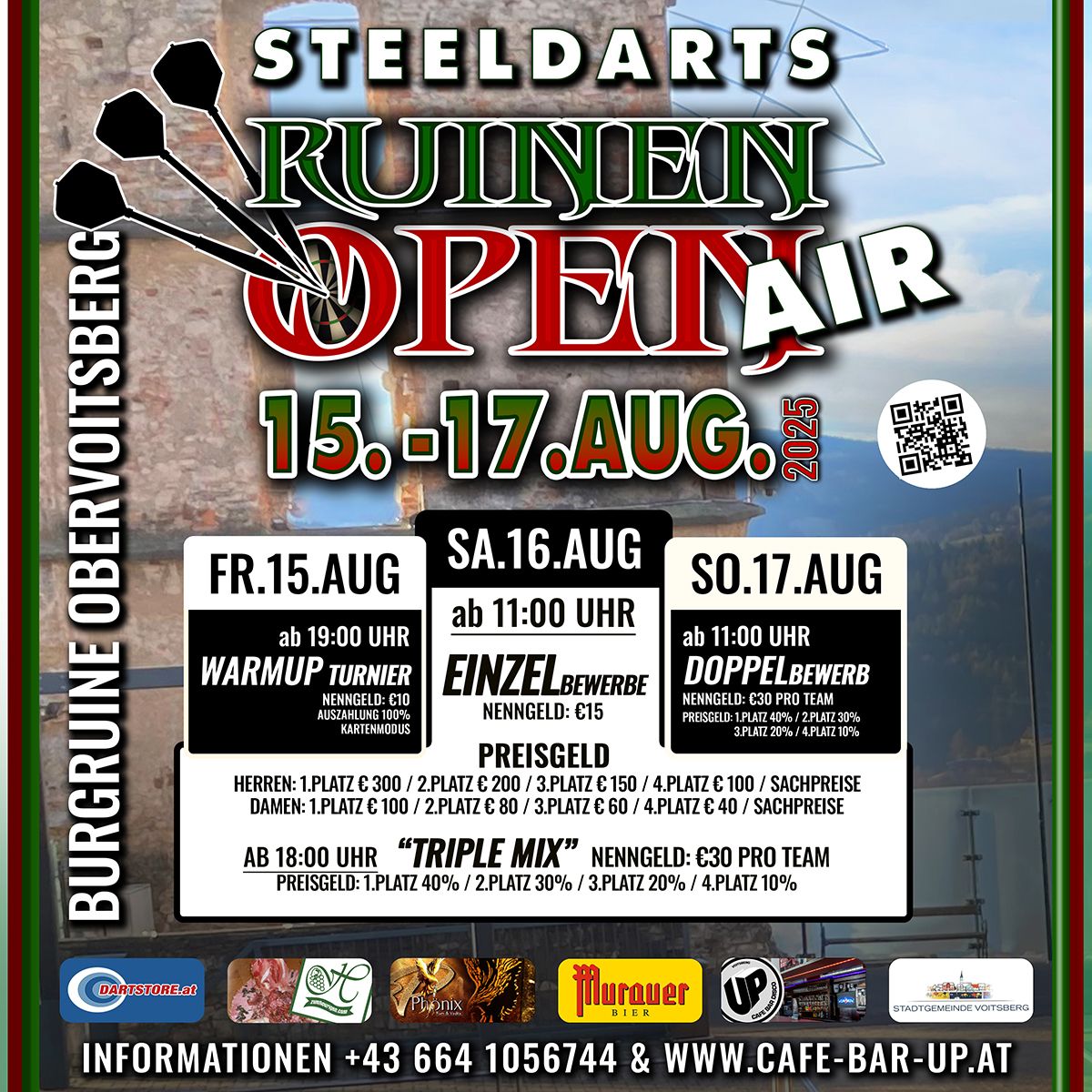 \ud83c\udfaf Ruinen Open Air \ud83c\udff0 - Das Steeldarts Event des Jahres auf der Burgruine Obervoitsberg!