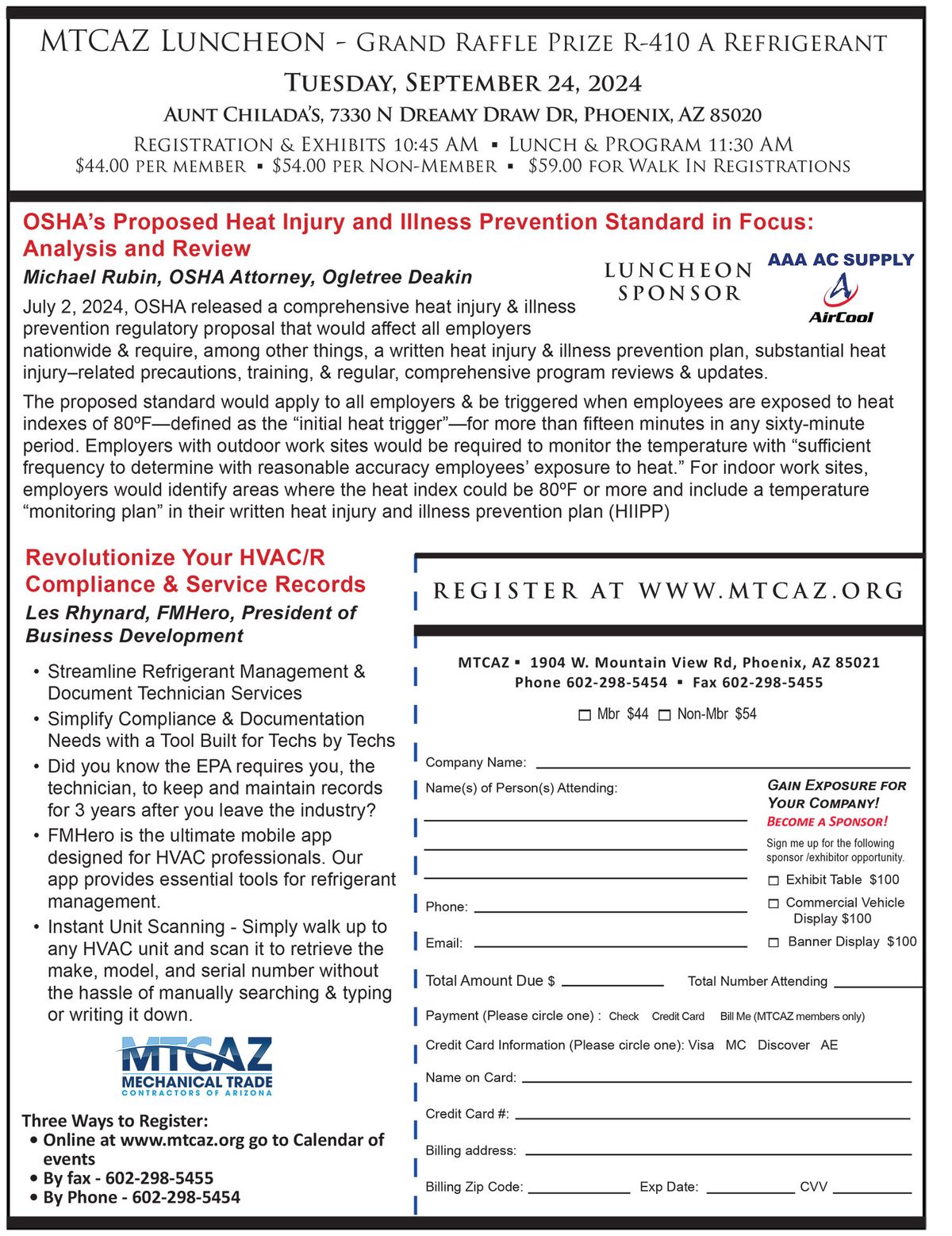 MTCAZ September 24 Industry Luncheon