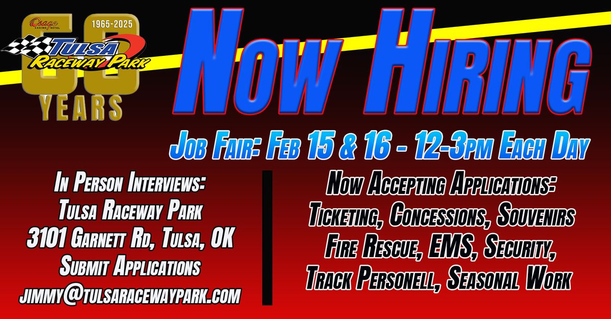 Tulsa Raceway Park and Tulsa Speedway Job Fair