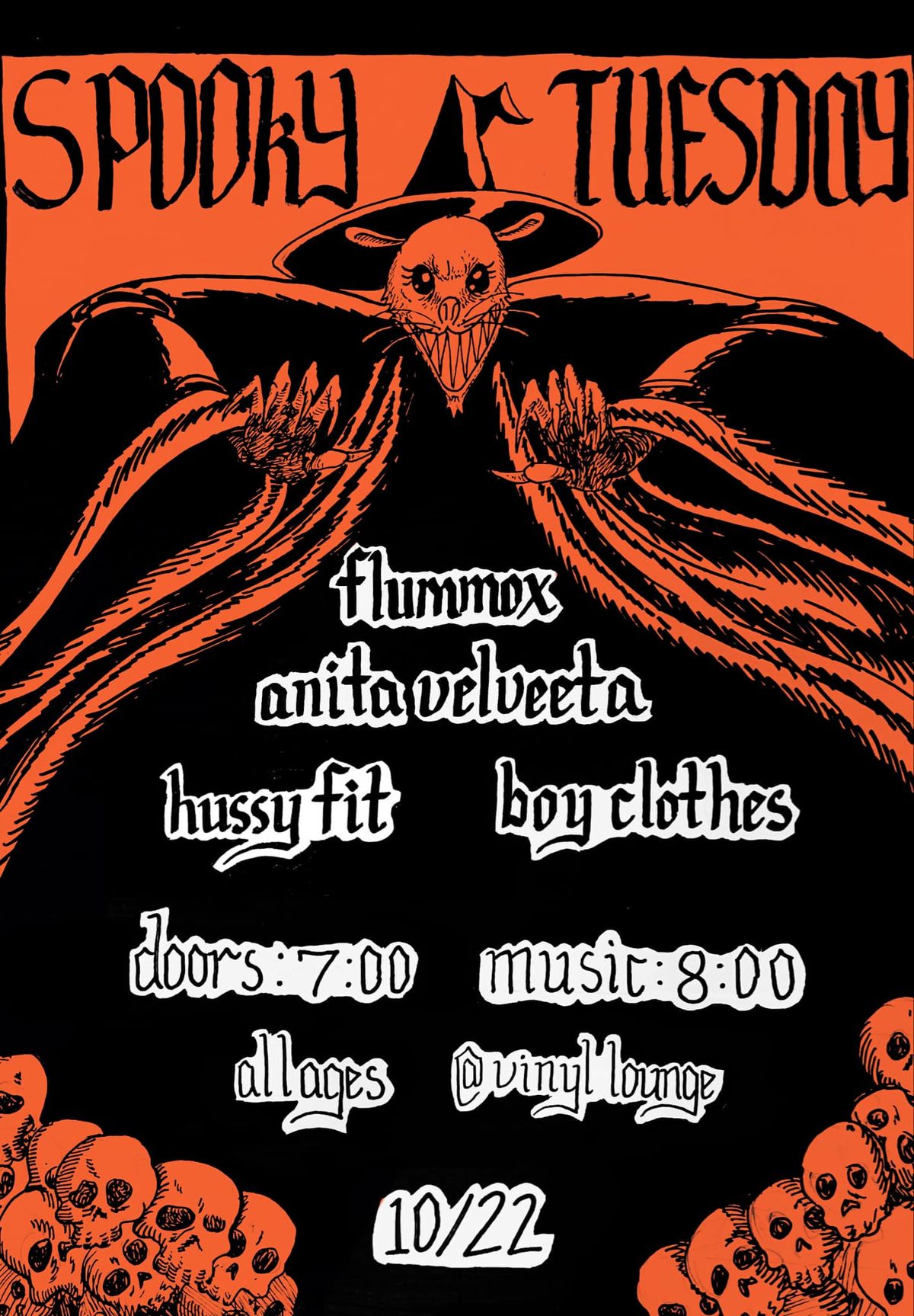 Flummox, Anita Velveeta, Hussy Fit, Boy Clothes  @ Vinyl Lounge Oct 22nd 8pm All Ages