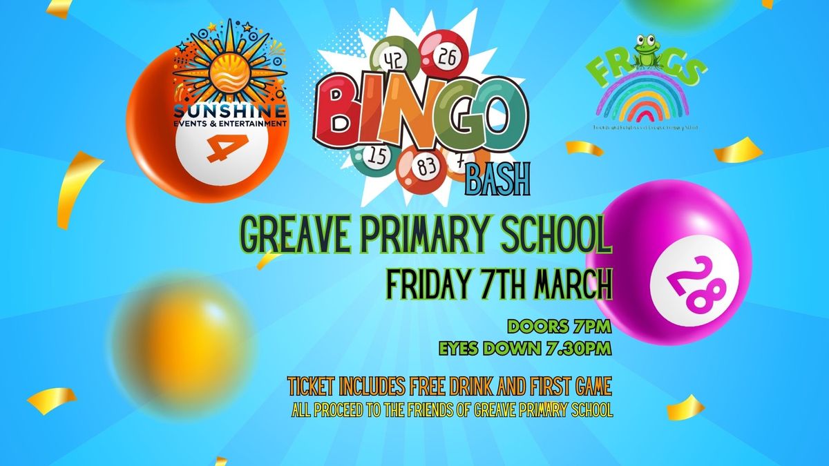 Bingo Bash with the Friends of Greave Primary School (FROGS)