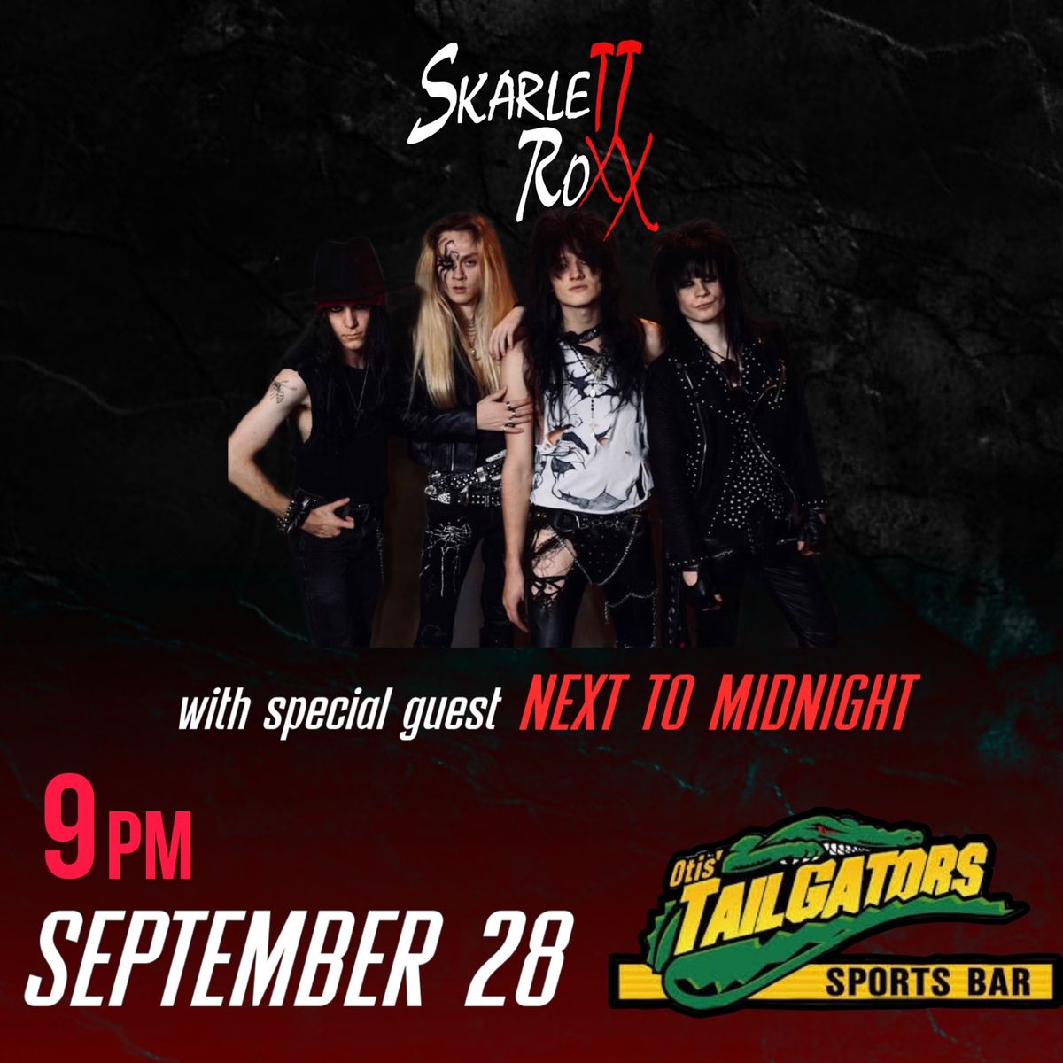 Skarlett Roxx with special guest Next to Midnight @ Otis\u2019 Tailgators