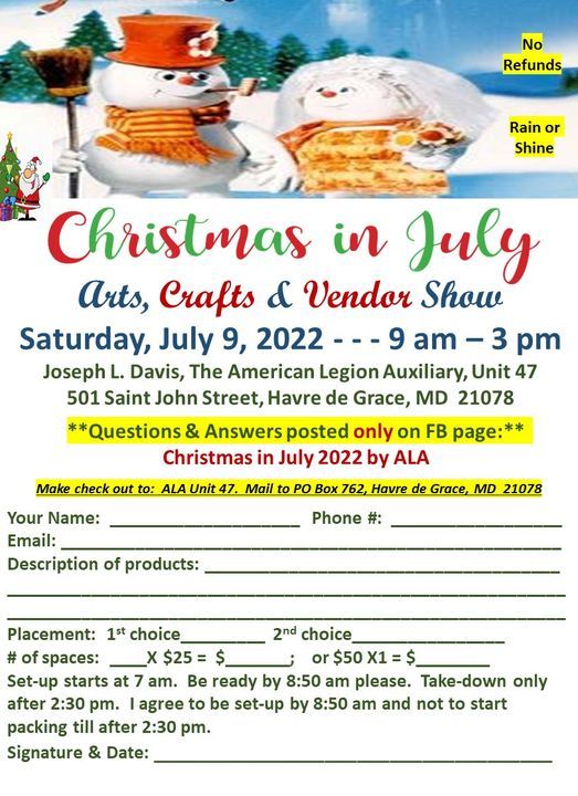 Christmas In July 2022 Why Christmas In July 2022 By Ala, The American Legion Post 47, Aberdeen, 9 July  2022