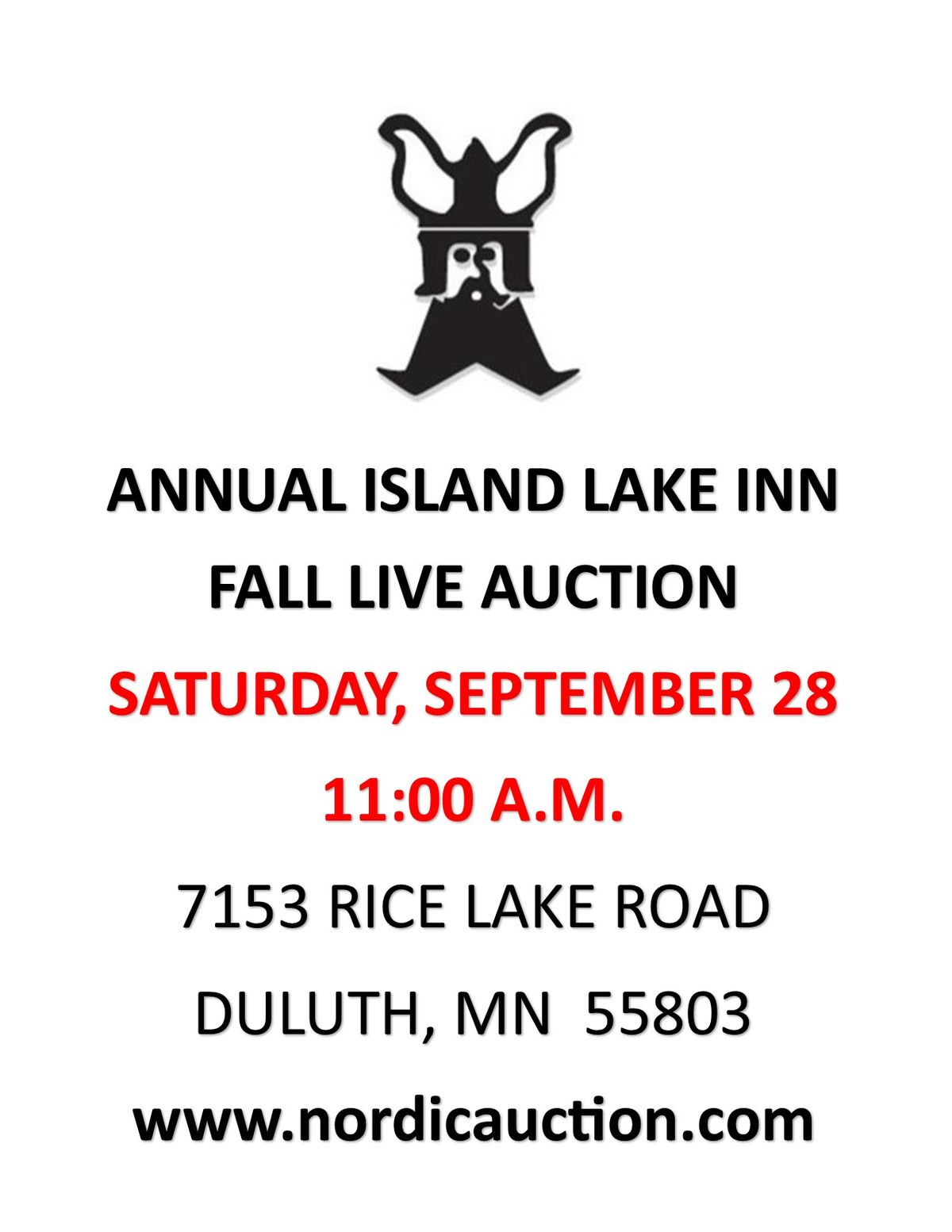 ANNUAL FALL ISLAND LAKE INN Live Auction (Sept. 28) @Island Lake Inn