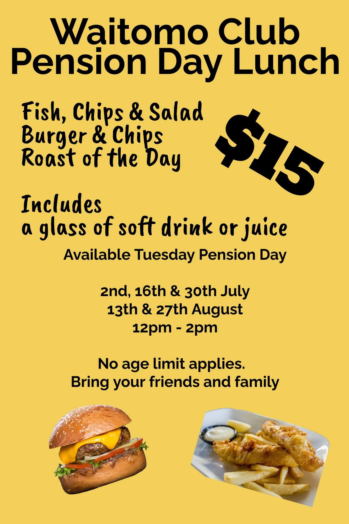 $15 Lunch on Pension Day