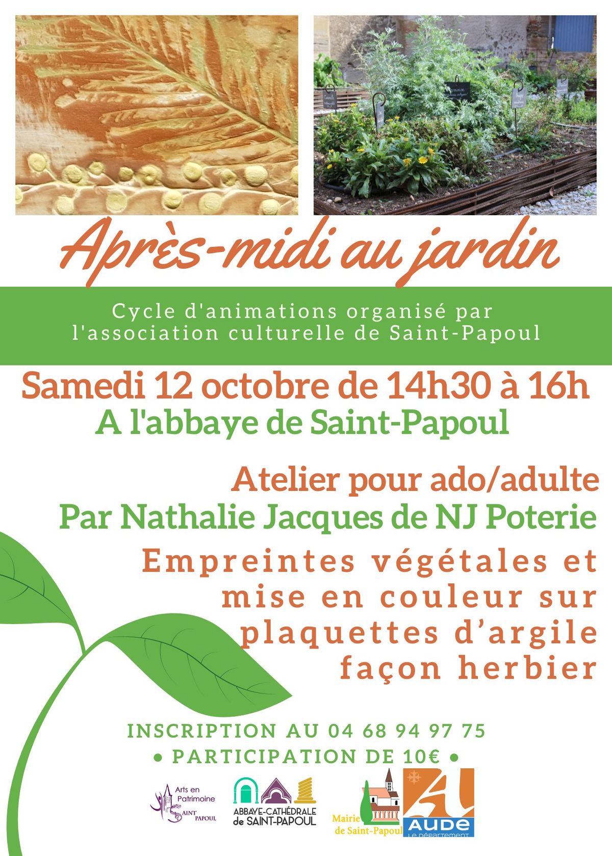 Atelier poterie empreintes v\u00e9g\u00e9tales