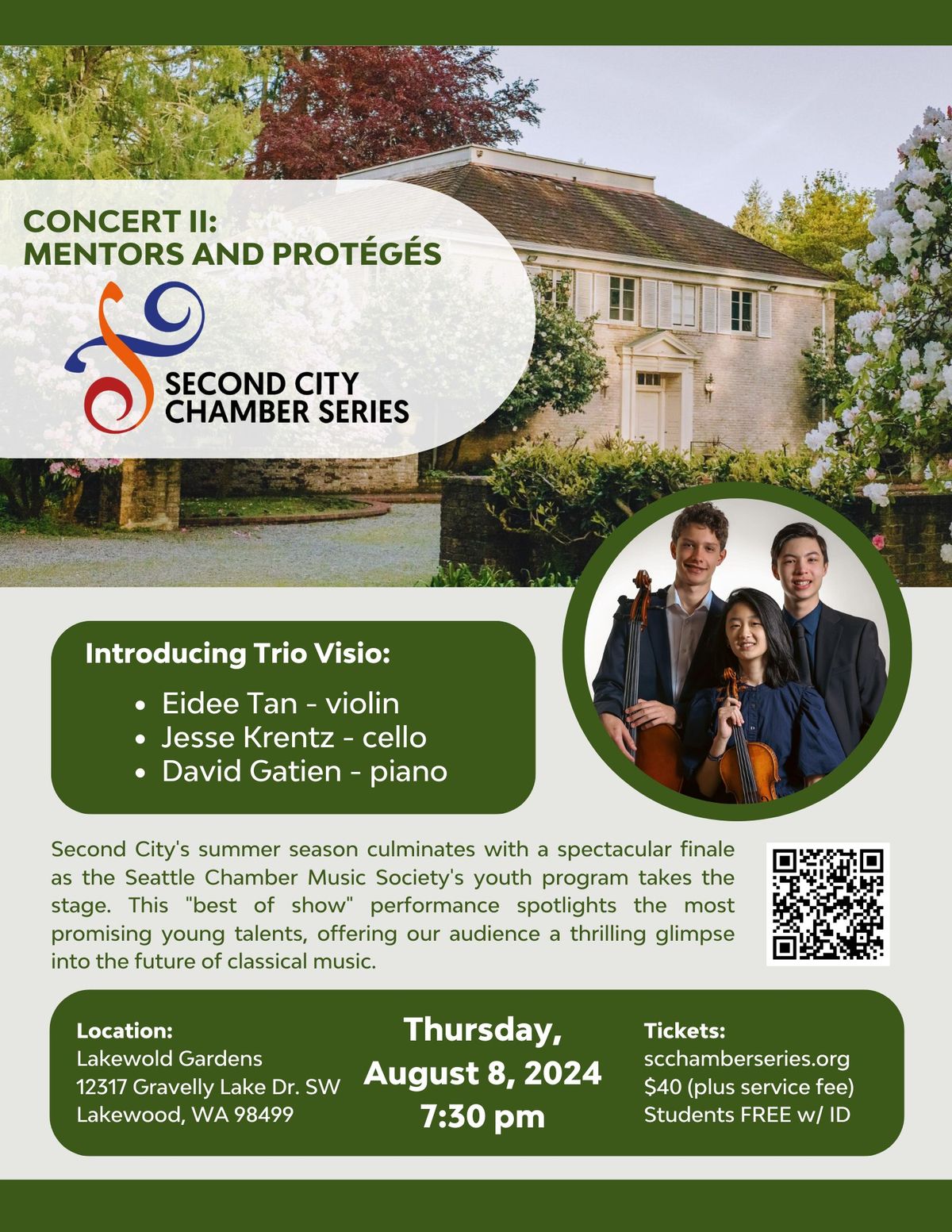 Second City Chamber Series Concerts at the Gardens 2: Mentors & Prot\u00e9g\u00e9s