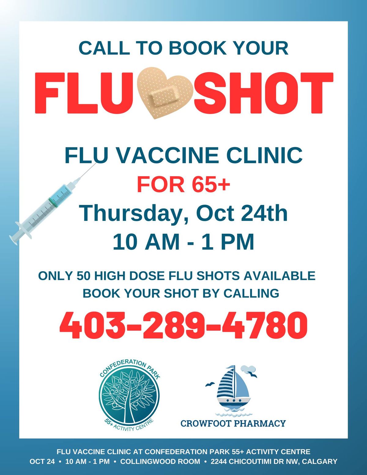 FLU VACCINE CLINIC FOR AGES 65+