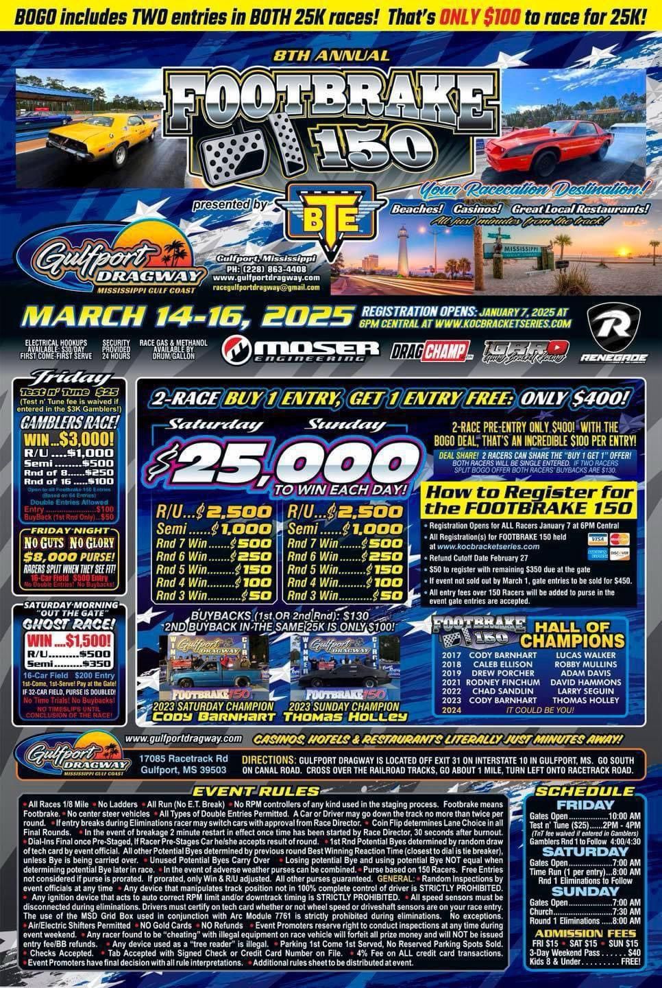 8th Annual  BTE KOC Footbrake 150