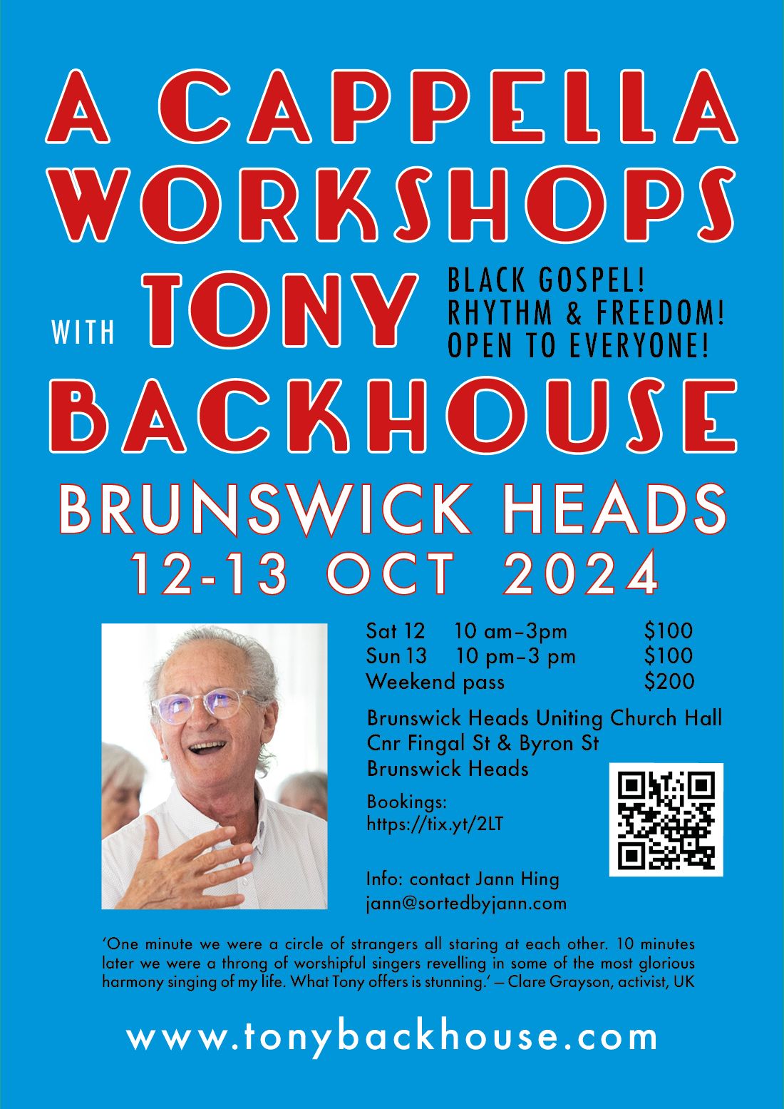 A cappella Workshops Brunswick Heads NSW