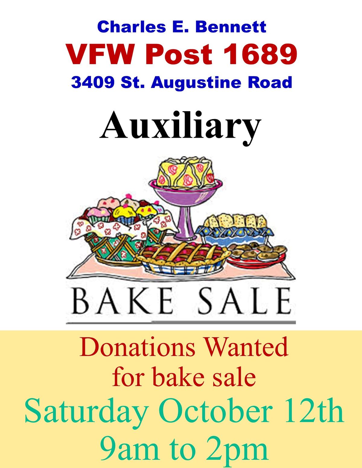 VFW Post 1689 Auxiliary Bake Sale