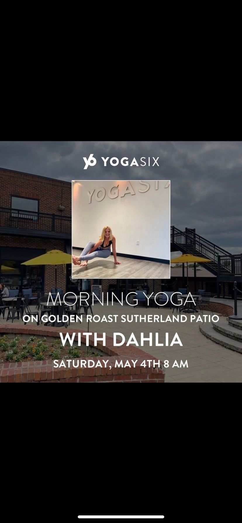 Morning Yoga on the patio at Golden Roast Sutherland 