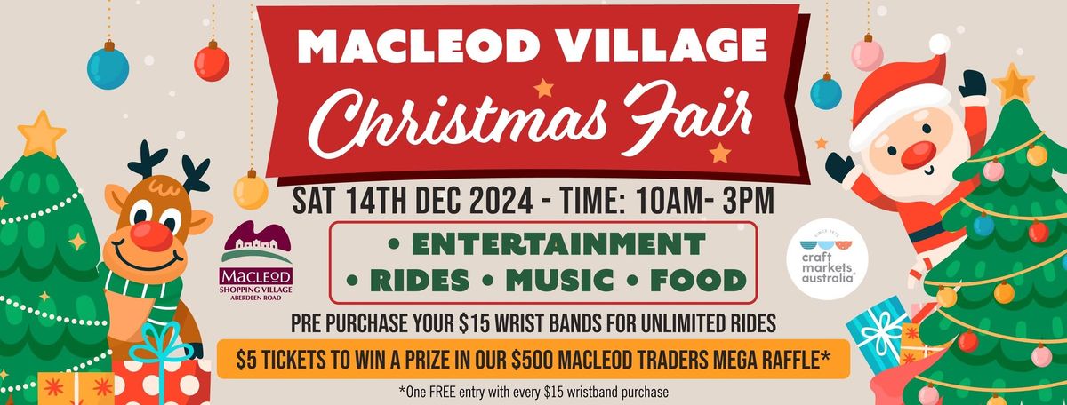 Macleod Village Christmas Fair and Makers Market - $15 Unlimited Rides Wristbands 